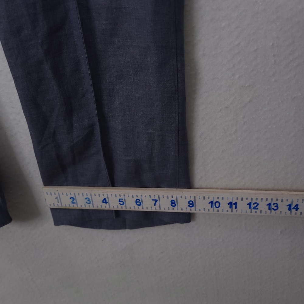 J.Crew Linen Trousers Women 12 Blue Straight Leg Lightweight Summer 34x29 - Picture 9 of 13